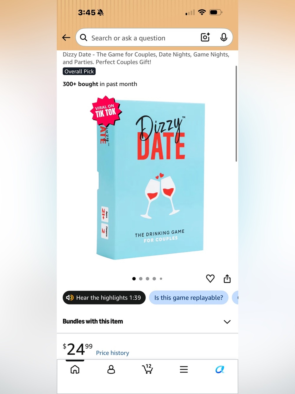 Dizzy Date Couples Card Game — Light Blue Box with Red Accents